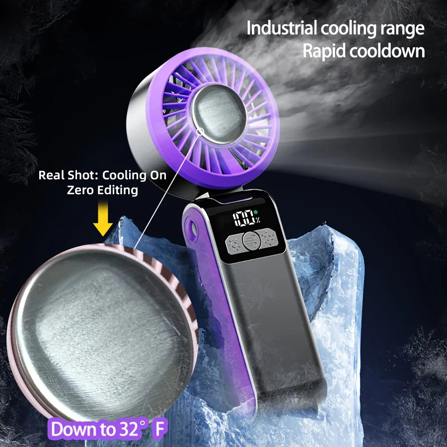 Ventilateur Portable Pliable avec Pack de Glace & Affichage LED – CLEVI Paris