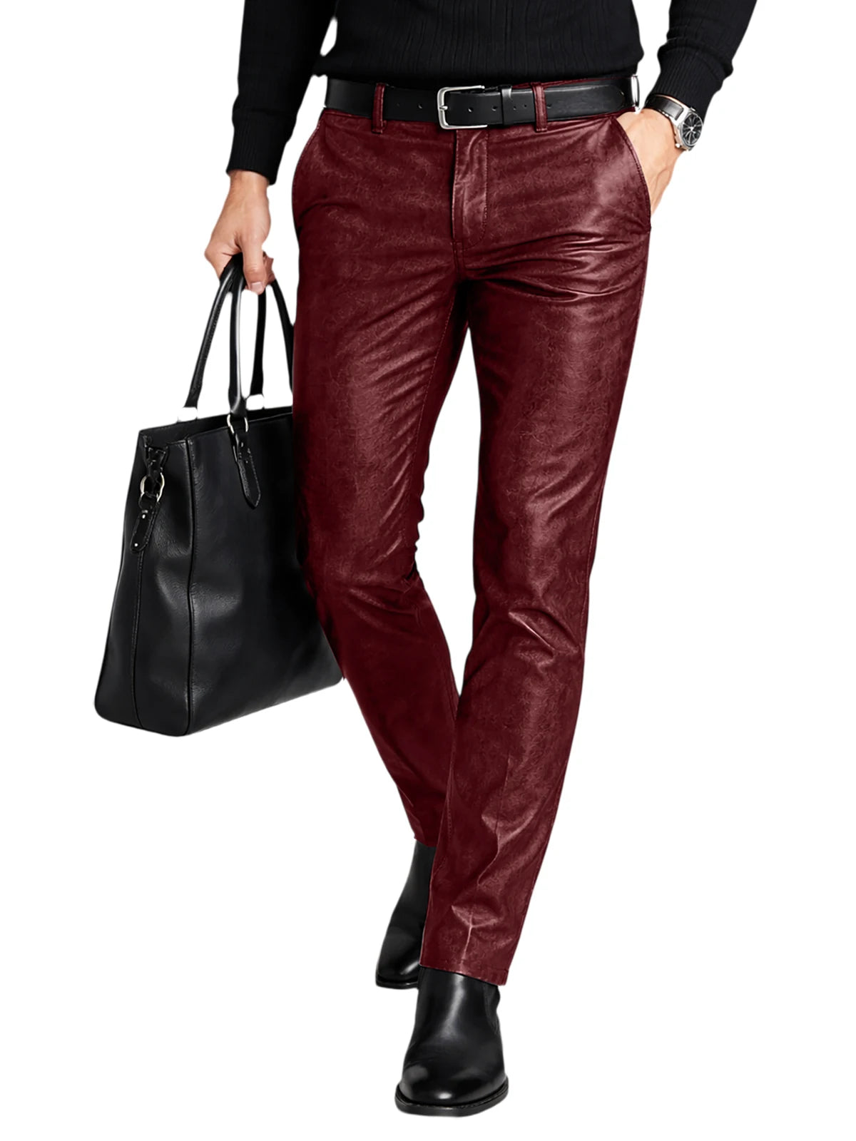 Pantalon Homme Droit Simili Cuir – CLEVI Paris