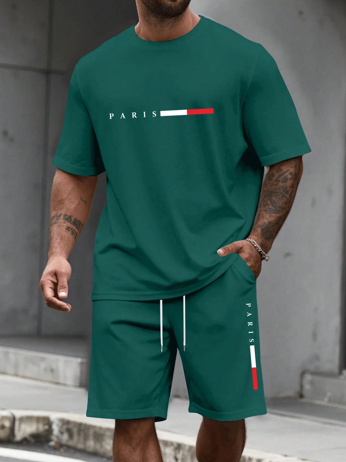 Ensemble Survêtement 2 Pièces Homme T-Shirt Col Rond Manches Courtes + Short Casual Sport – CLEVI Paris