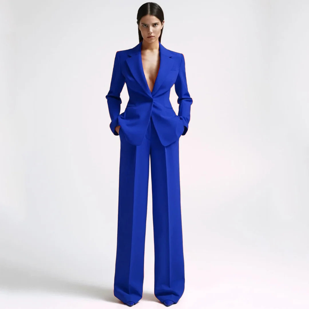 Tailleur 2 Pièces Femme Blazer Pantalon Revers Cranté 13 Coloris – CLEVI Paris