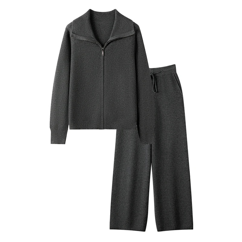 Ensemble homme cachemire col haut zippé – CLEVI Paris