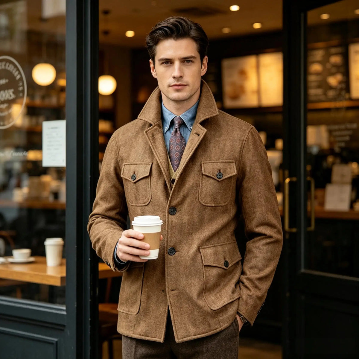 Veste homme en laine mélangée, 4 poches – CLEVI Paris