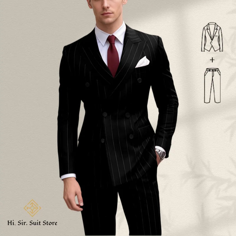 Costume homme bleu 2 pièces, double boutonnage – CLEVI Paris