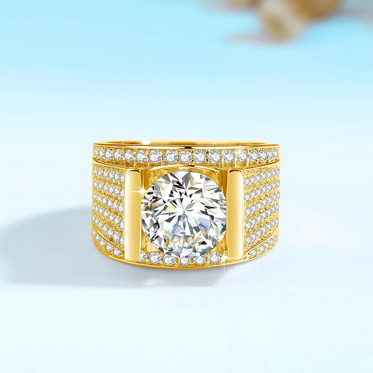 Bague Homme Moissanite 10mm Argent 925 Certifiée – CLEVI Paris