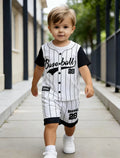 Ensemble garçon baseball rayé numéro 28 – CLEVI Paris