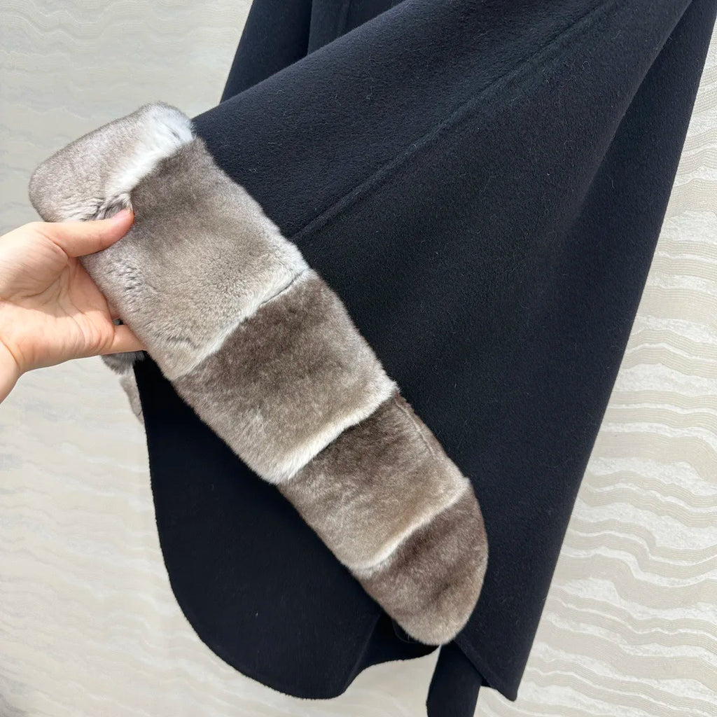 Manteau cape femme en cachemire ceinturé – CLEVI Paris