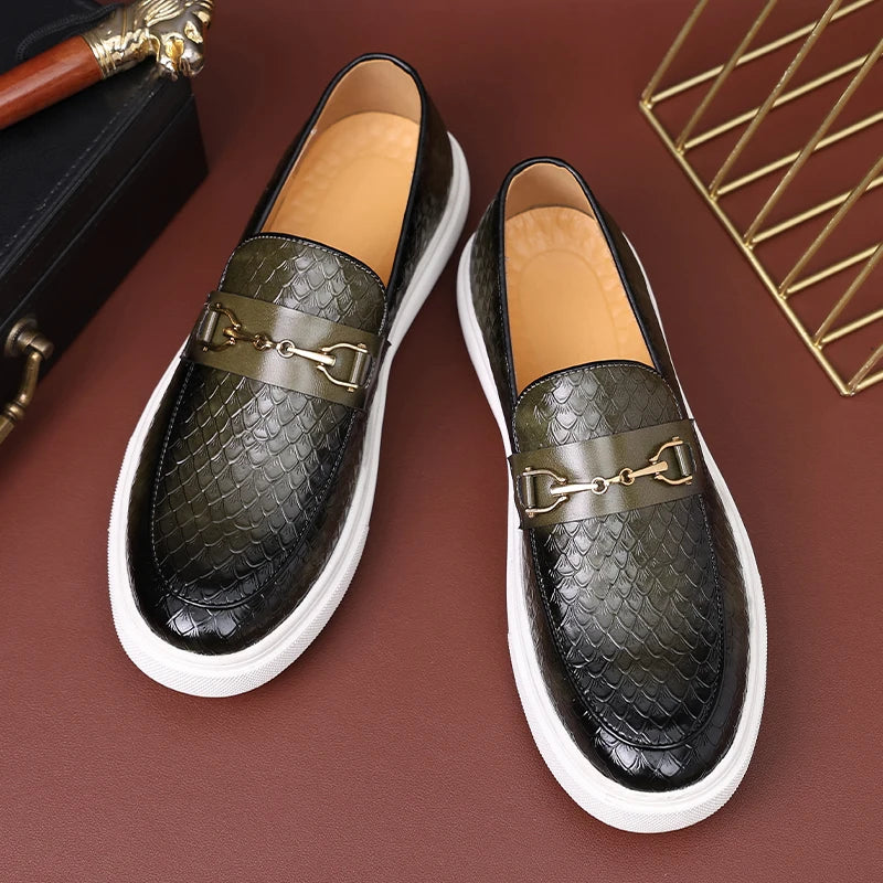Loafers Homme Cuir Embossé Tassel Slip-On – CLEVI Paris