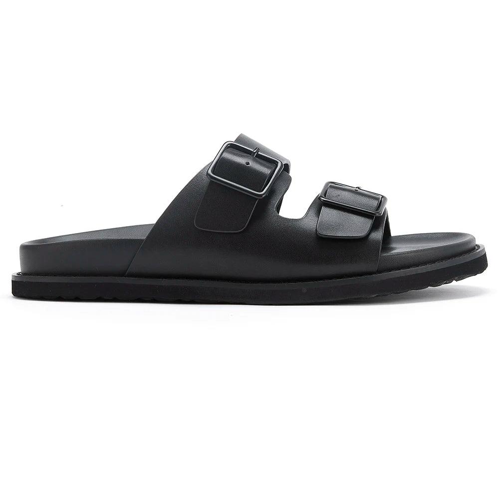 Sandales Homme Cuir de Veau Véritable – Boucle, Antidérapantes, Style Birkenstock | Noir ou Café