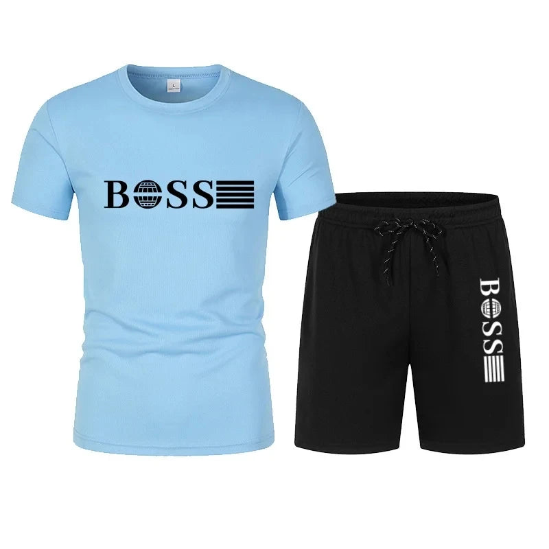 Ensemble Homme T-Shirt Col Rond + Short Running Sport Séchage Rapide – CLEVI Paris