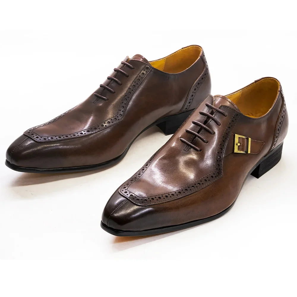 Oxford homme en cuir à lacets et détail boucle – CLEVI Paris