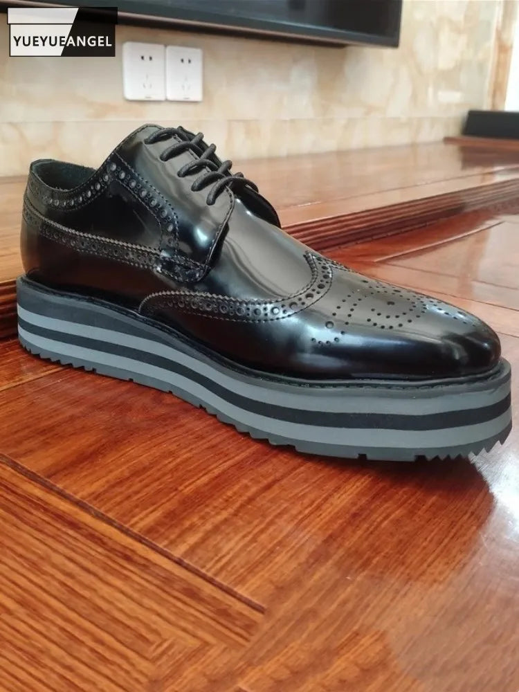Brogues Homme Cuir Véritable Semelle Épaisse – CLEVI Paris