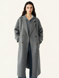 Manteau long croisé en laine et soie femme – CLEVI Paris