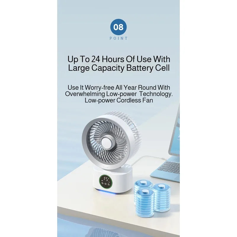 Ventilateur mural pliable rechargeable USB – CLEVI Paris