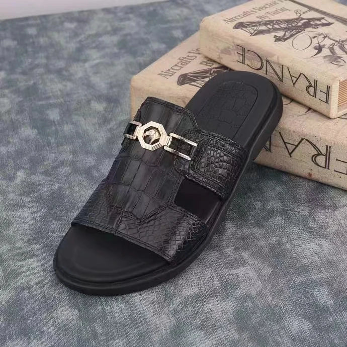 Sandales unisexes en cuir à talon bas – CLEVI Paris