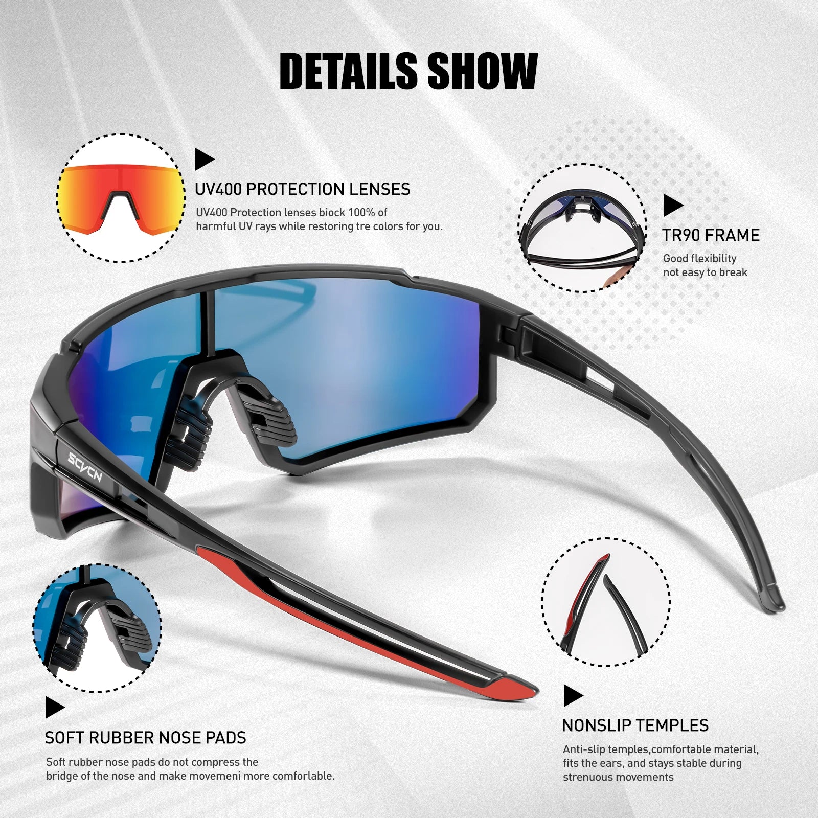Lunettes de Cyclisme UV400 – Sport & Vélo Homme Femme