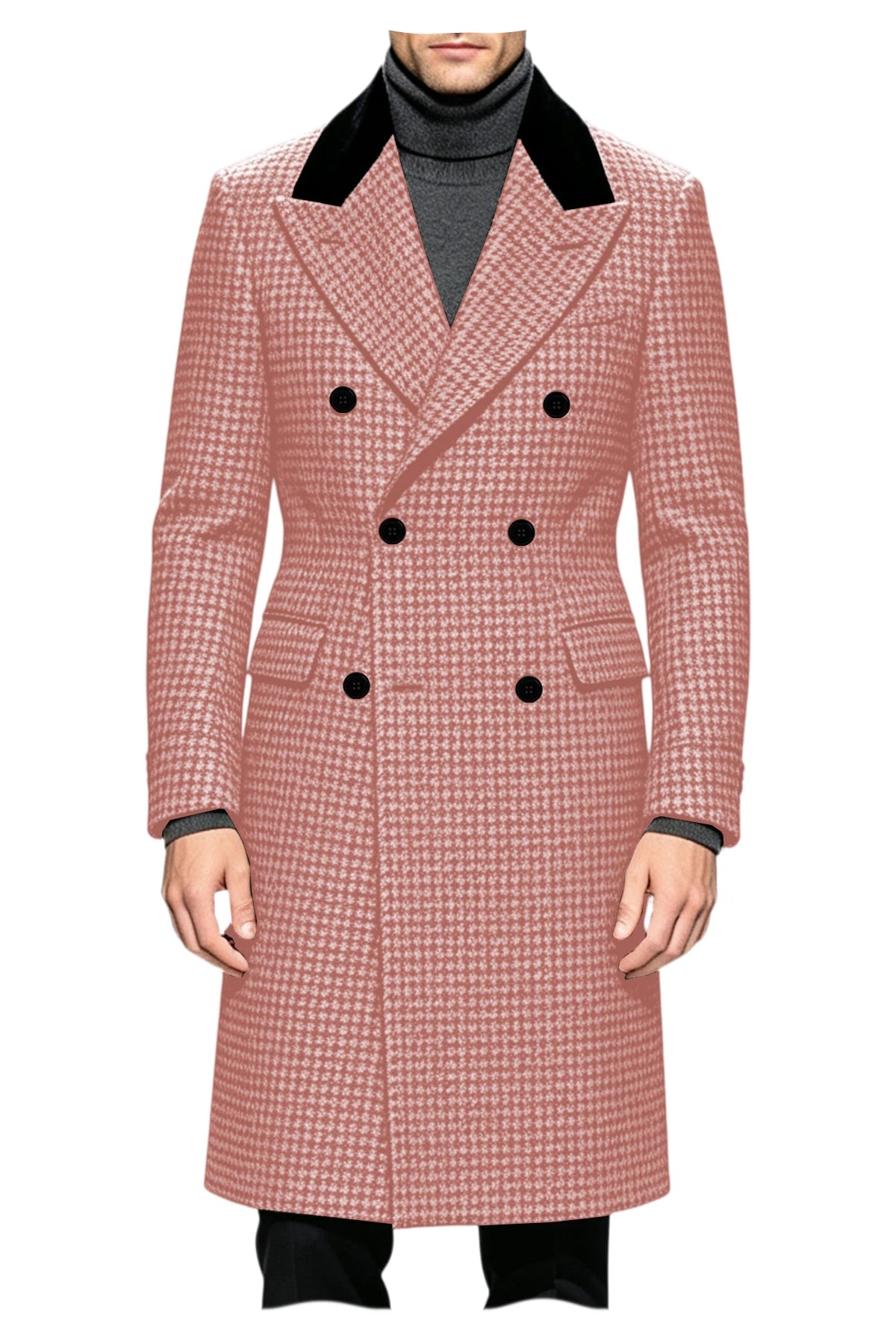 Manteau long homme pied-de-poule croisé – CLEVI Paris