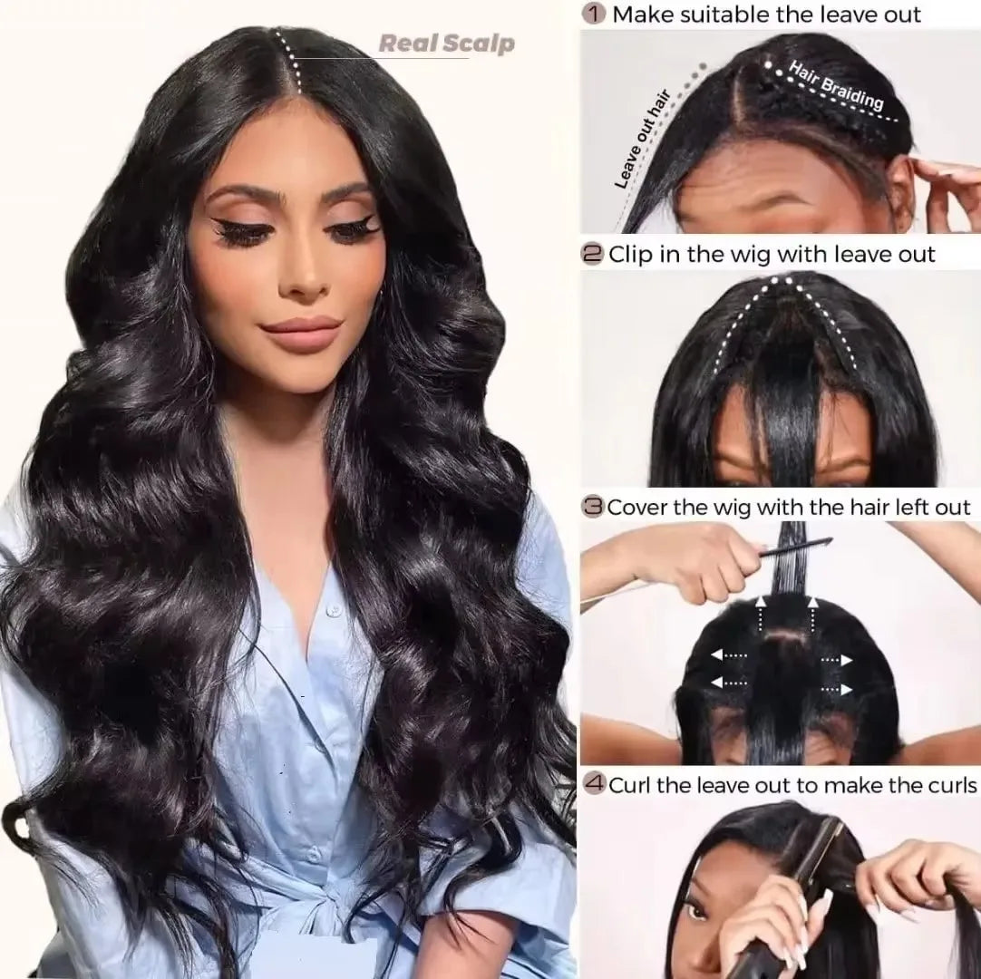 Perruque V-Part Body Wave Cheveux Brésiliens Remy – CLEVI Paris
