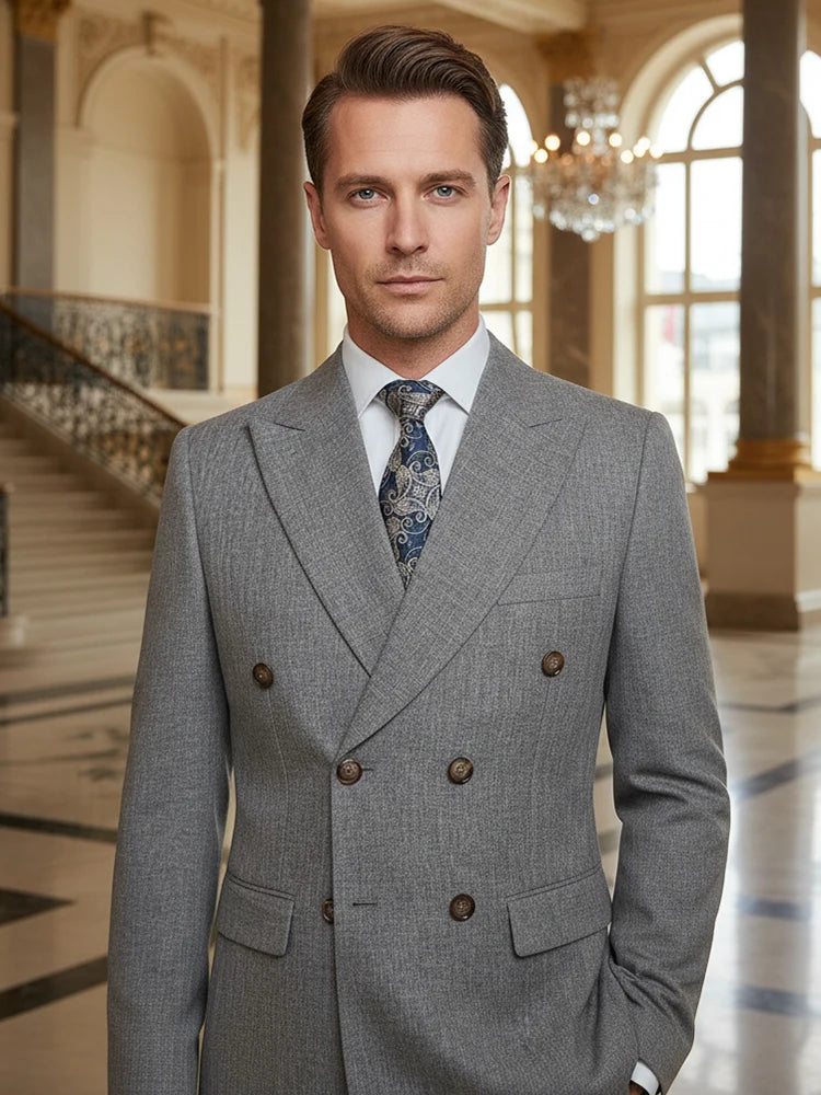 Costume Homme 2 Pièces Luxe Bleu Marine Double Boutonnage Slim Fit Mariage Bureau 4 Saisons XS-4XL – CLEVI Paris