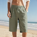 Short Homme Lin Casual Plage Taille Élastique Coupe Ample Léger Respirant – CLEVI Paris