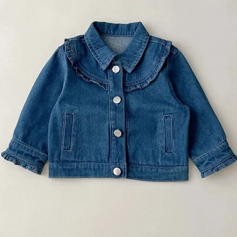 Veste en jean fille à volants – CLEVI Paris