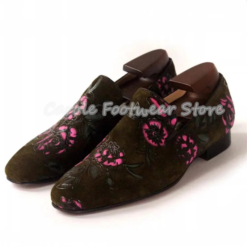 Loafers Cuir Imprimé Floral Homme – CLEVI Paris