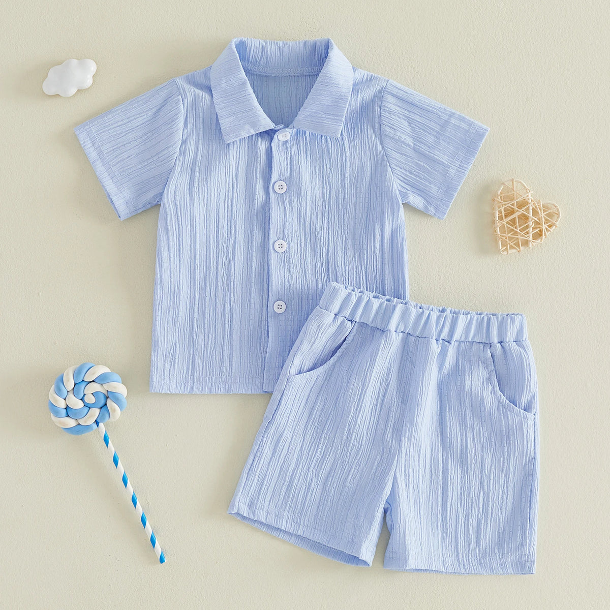 Ensemble garçon chemise texturée et short – CLEVI Paris