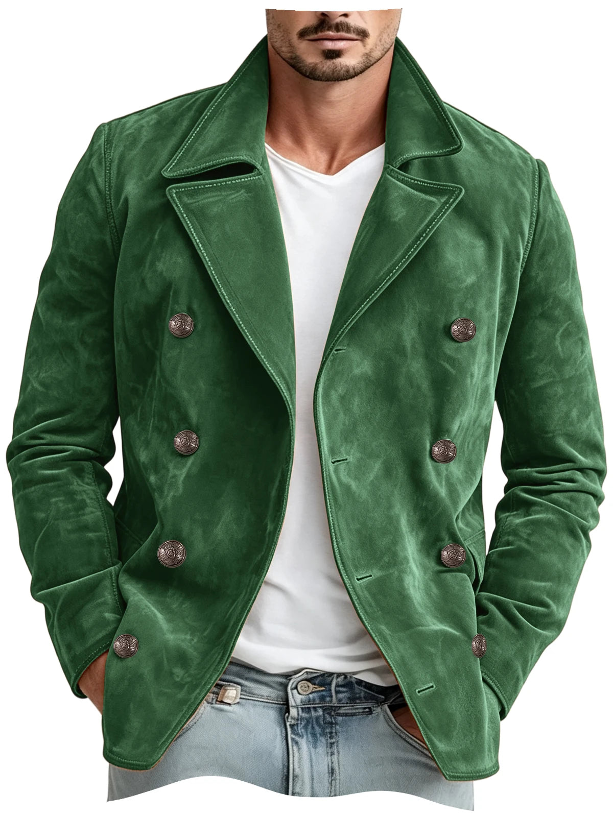 Blazer homme croisé en imitation daim – CLEVI Paris