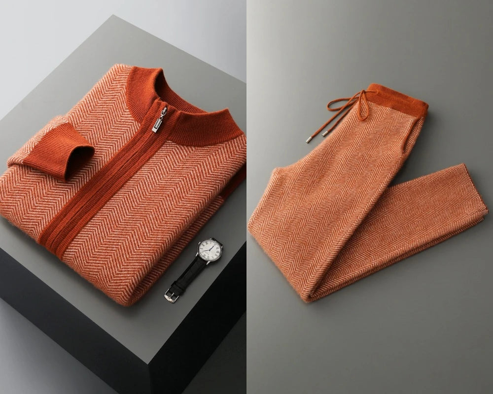Ensemble homme en laine à chevrons – CLEVI Paris
