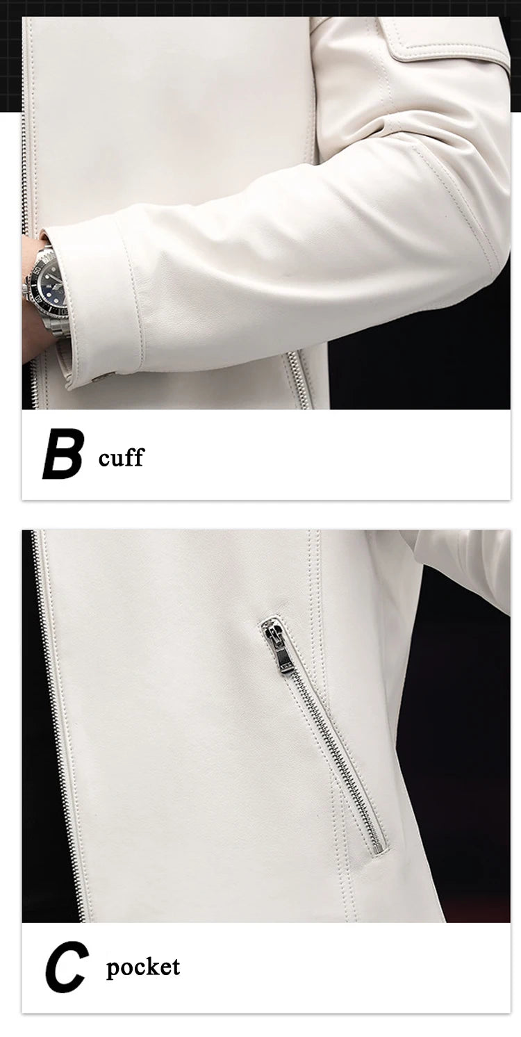 Blouson homme en cuir de mouton zippé – CLEVI Paris