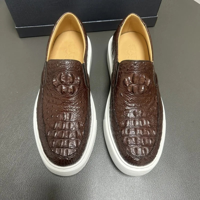 Loafers Cuir Croco Marron Homme Slip-On – CLEVI Paris