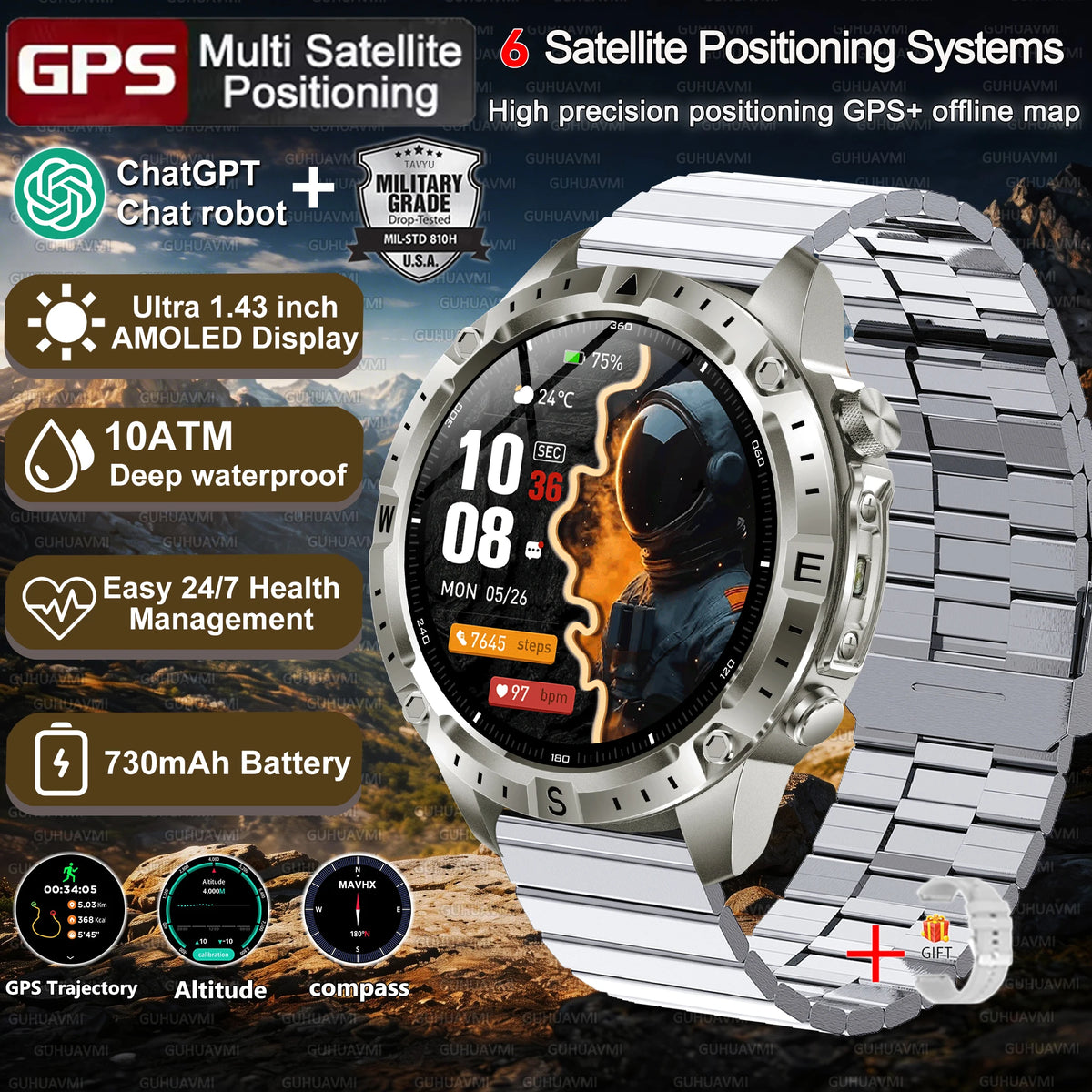 Montre GPS AMOLED avec cartes hors ligne – CLEVI Paris