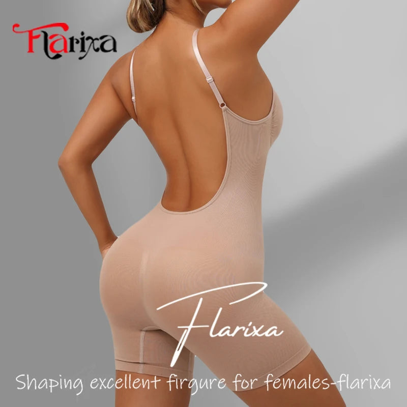 Combinaison Gainante Dos Nu Sans Coutures Femme Ventre Plat Remonte-Fesses Cuisses Affinées – CLEVI Paris