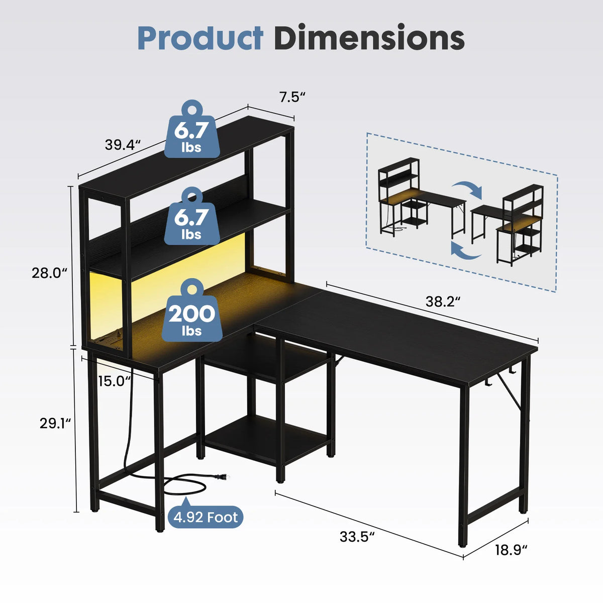Bureau d’angle réversible en L 135 cm – CLEVI Paris