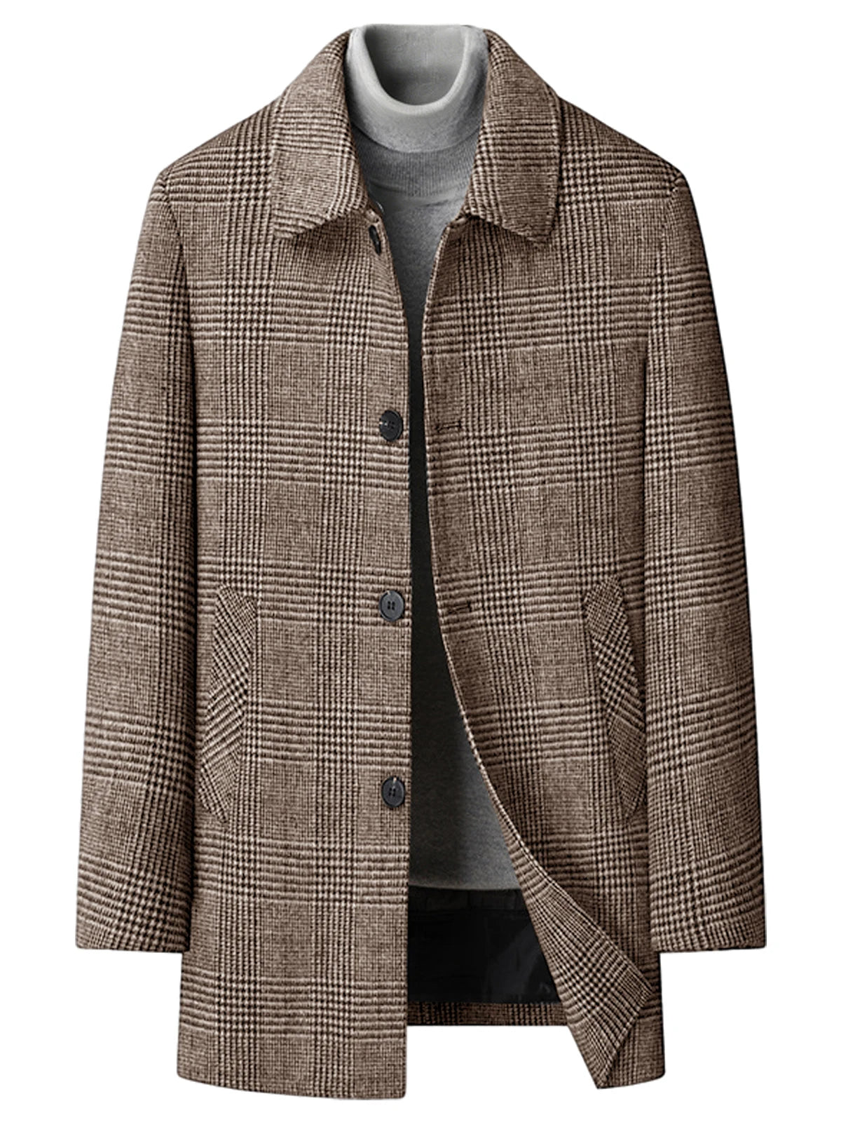 Manteau homme à carreaux en laine mélangée – CLEVI Paris