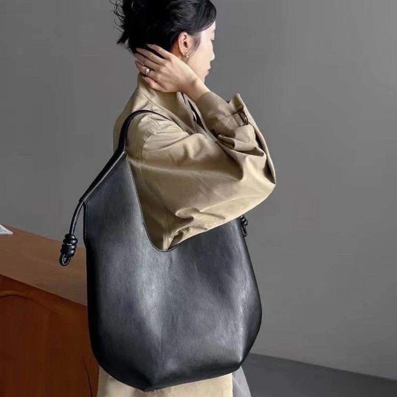 Tote Bag PU Aisselle Grande Capacité Femme Style Minimaliste Bureau – CLEVI Paris