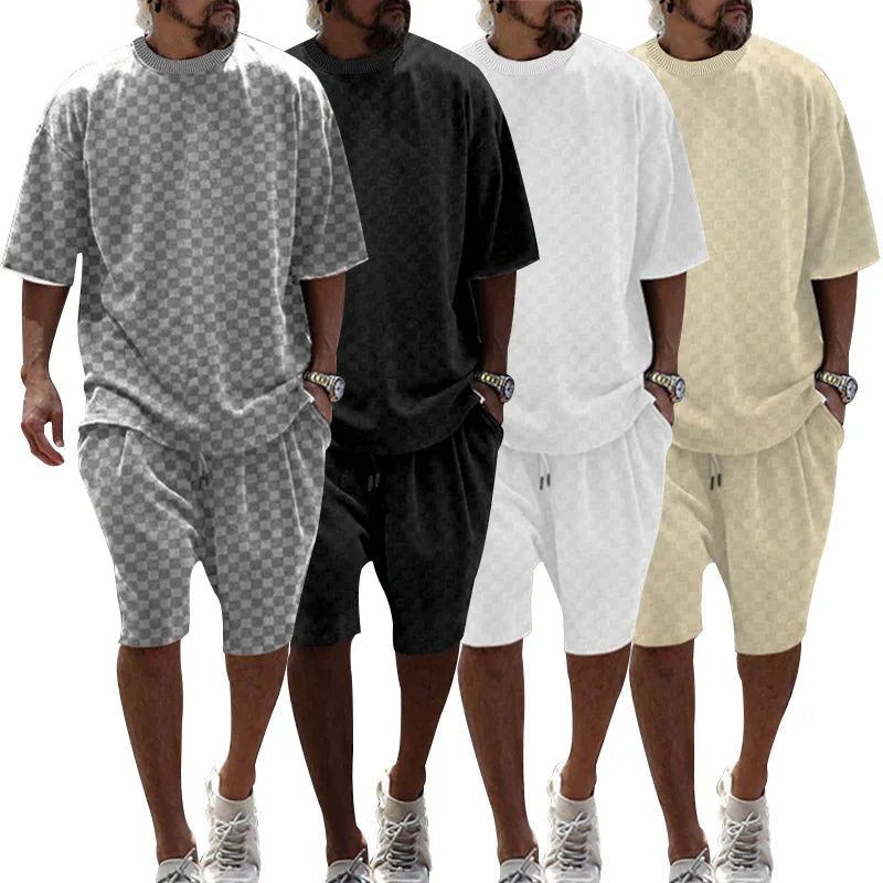 Ensemble homme t-shirt ample et short à carreaux – CLEVI Paris