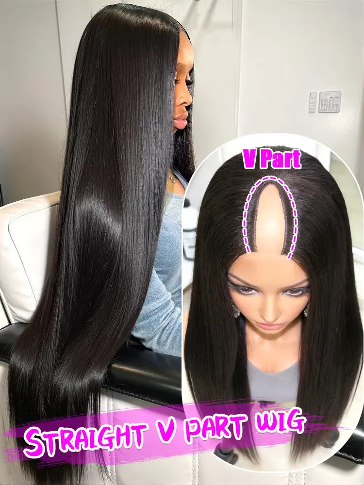 Perruque V Part Straight Sans Colle Remy Hair – CLEVI Paris