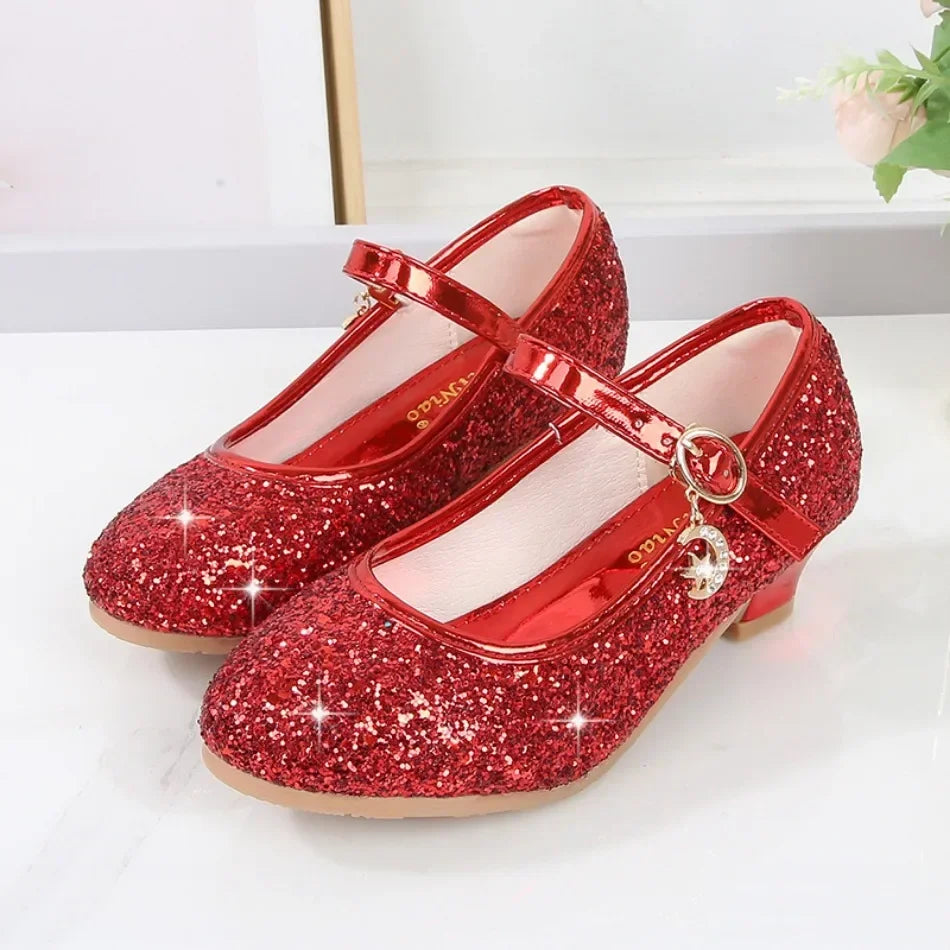 Sandales fille à talons et paillettes – CLEVI Paris