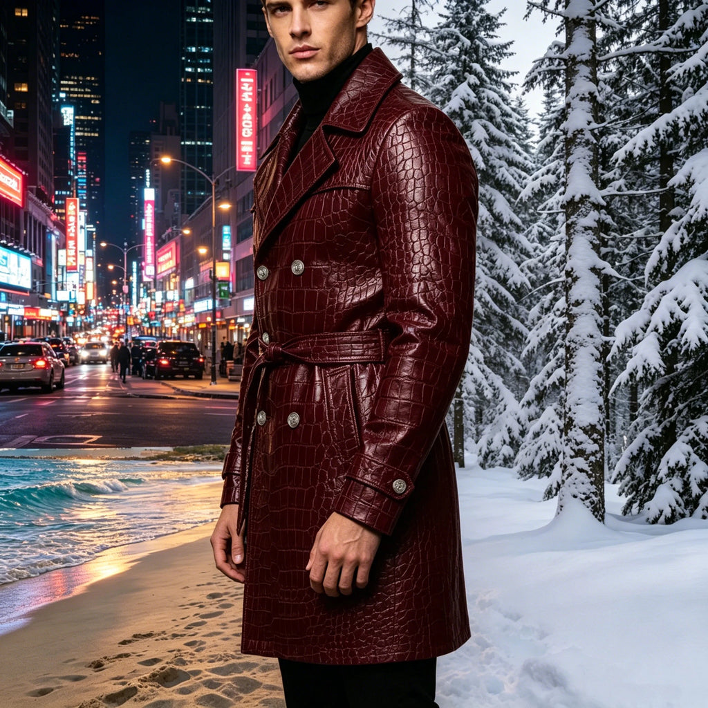 Manteau homme en similicuir effet crocodile – CLEVI Paris