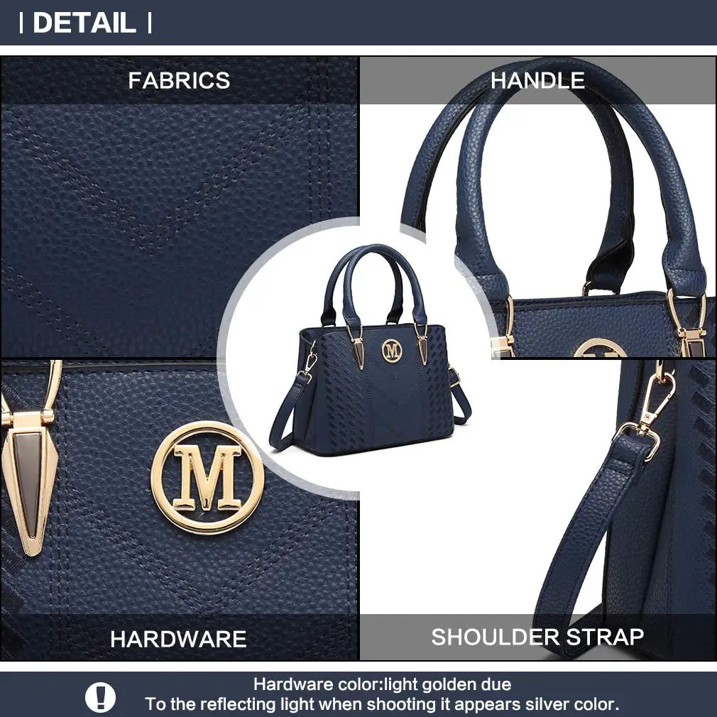 Sac À Main Femme Cuir PU Motif Litchi Logo M Doré – CLEVI Paris
