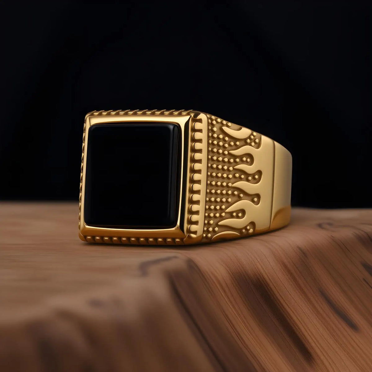 Bague Homme Acier Doré 18K Géométrique – CLEVI Paris
