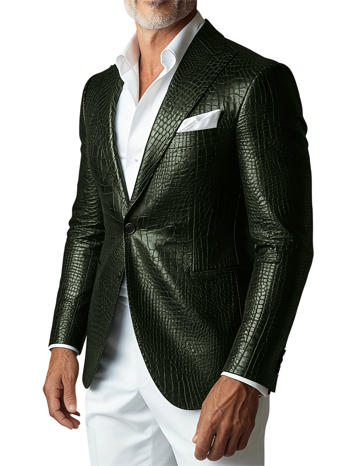 Veste homme en similicuir effet crocodile – CLEVI Paris