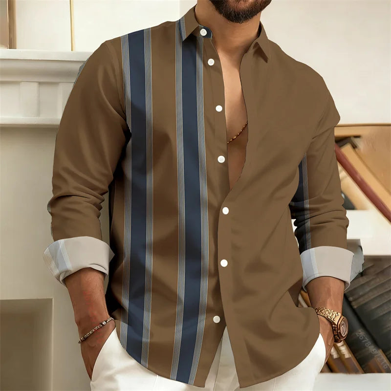 Chemise rayée homme manches longues – CLEVI Paris