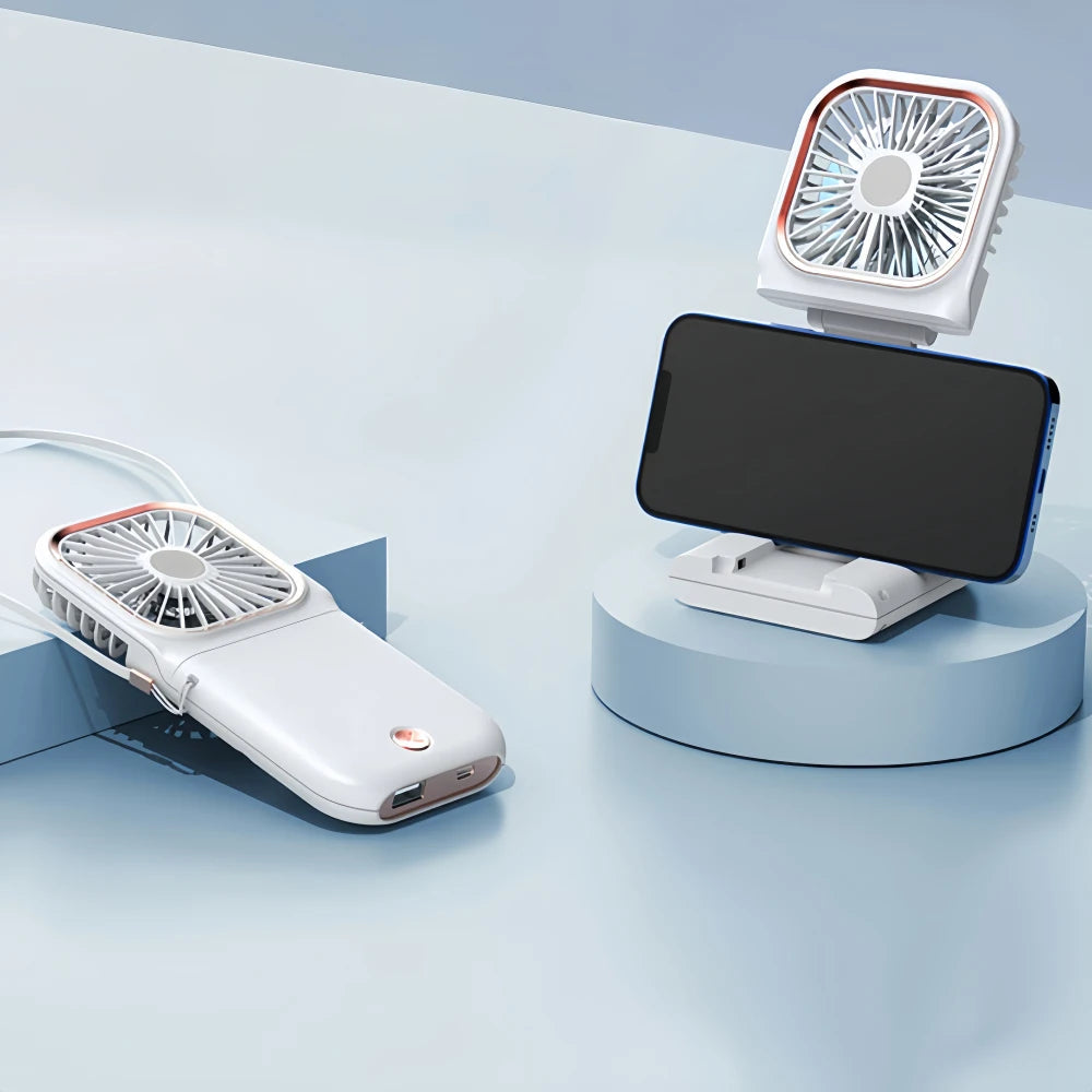Ventilateur de cou portable rechargeable 3000 mAh – CLEVI Paris