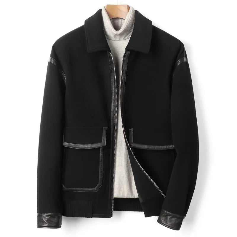 Blouson homme en laine à détails contrastés – CLEVI Paris