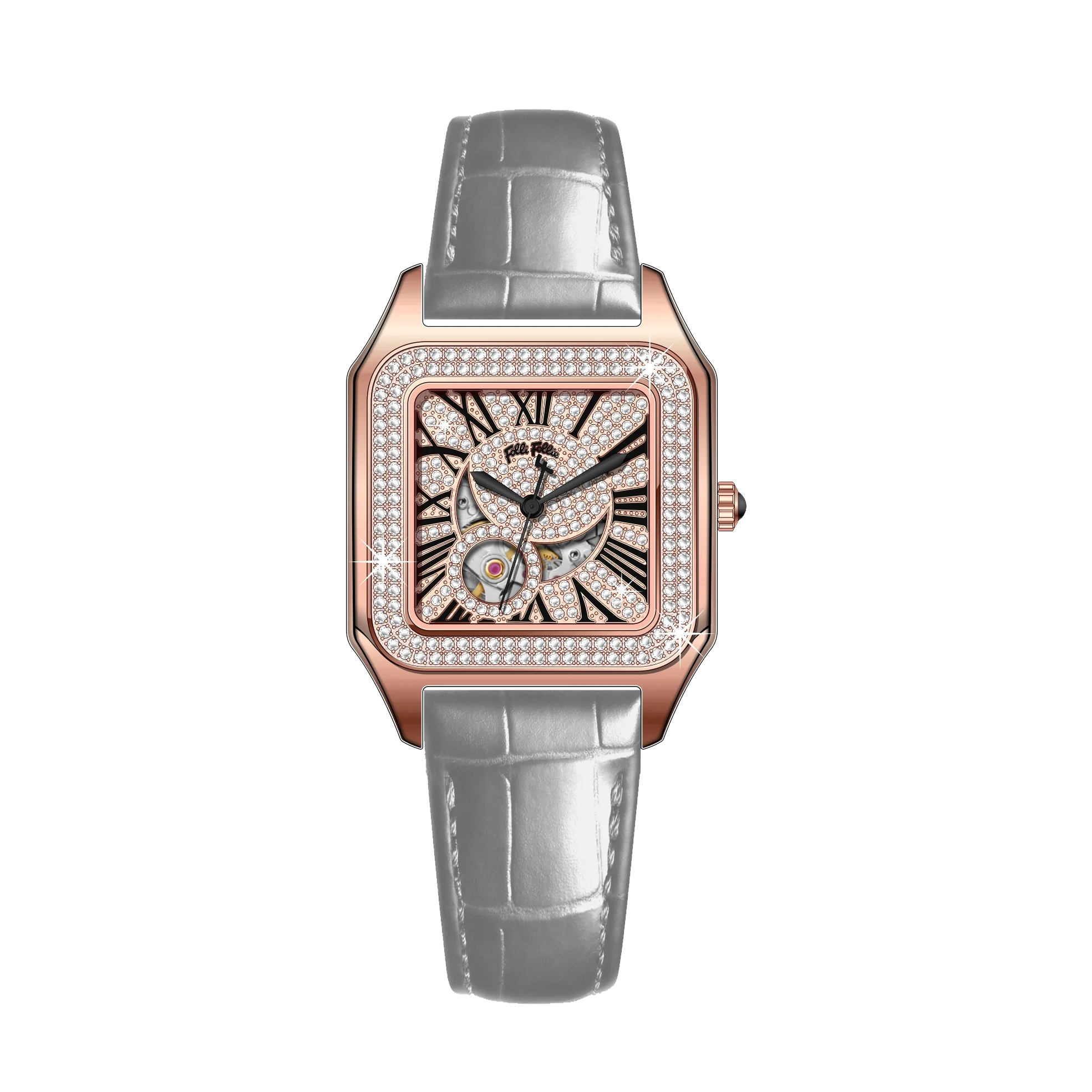 OBLVLO WF22B021 – Montre Automatique Femme | Cadran Diamant Or Rose, Chiffres Romains