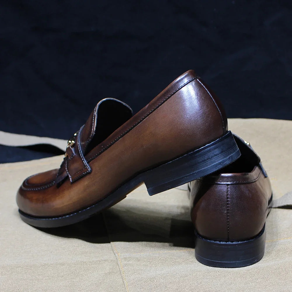 Mocassins homme à pompon en cuir véritable – CLEVI Paris