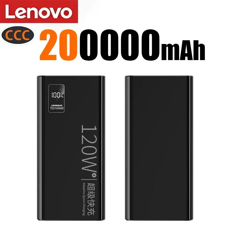 Batterie Externe Lenovo 120W Charge Rapide + Sans Fil Qi 15W Affichage LED USB-C Compact 240g – CLEVI Paris