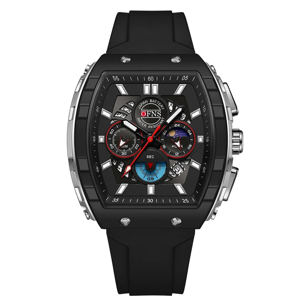 OFNS 1203 Montre Homme Quartz Chronographe Silicone Lumineux Sport – CLEVI Paris