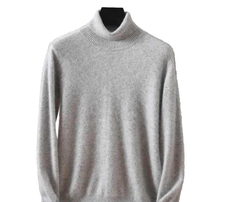 Pull homme à col roulé en maille unie – CLEVI Paris